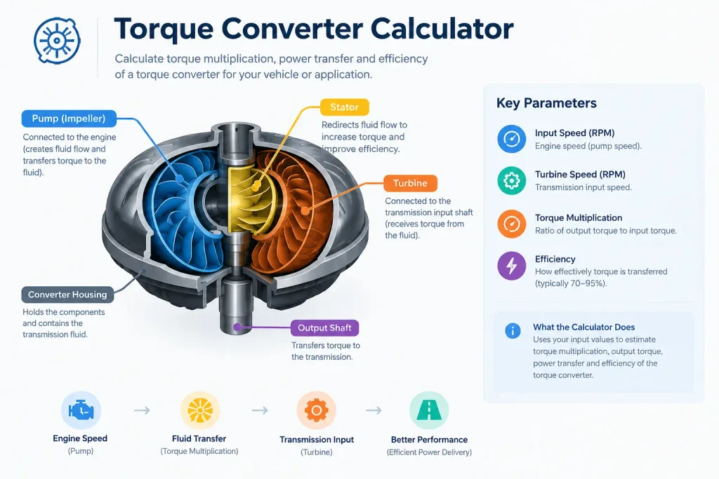 Torque converter illustration for torque converter calculator